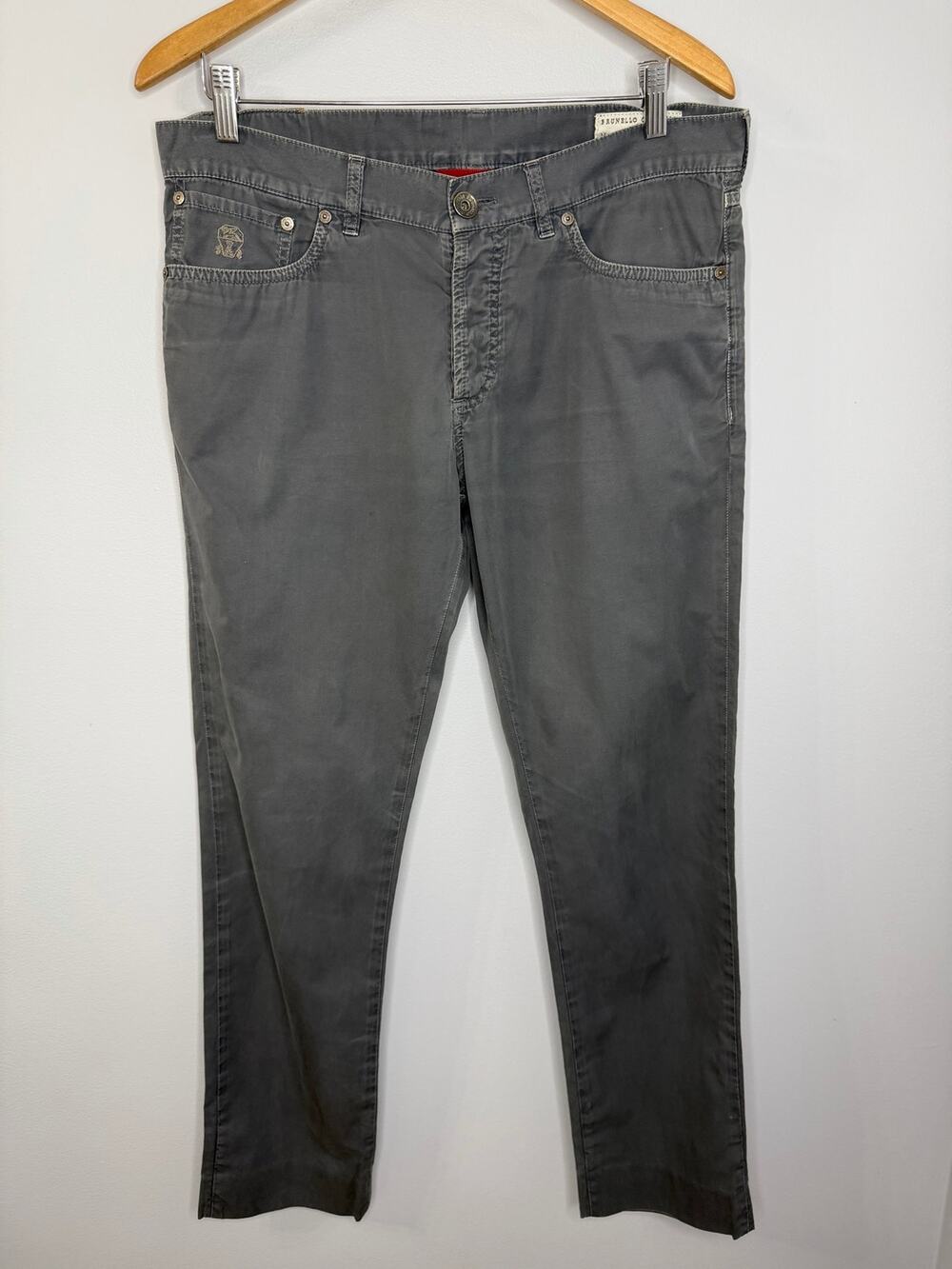 Brunello Cucinelli Men's Dyed Taupe Slim-Straight Leg Five-Pocket Pants Sz 50- M